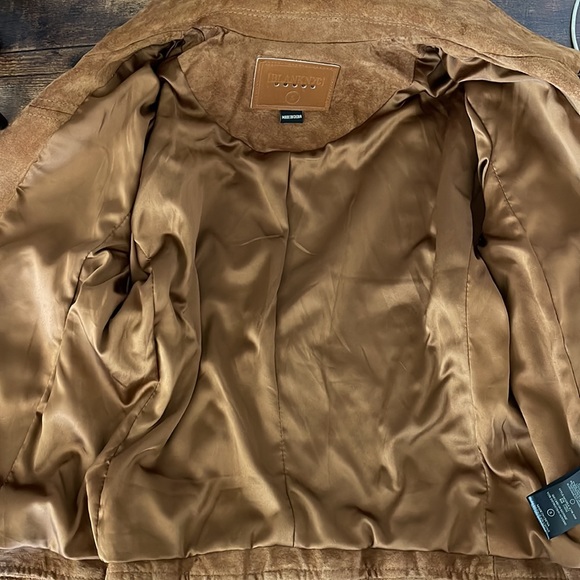 BLANKNYC Women's Cropped Suede Leather Motorcycle Jacket, Light Brown, Size S - Picture 9 of 11